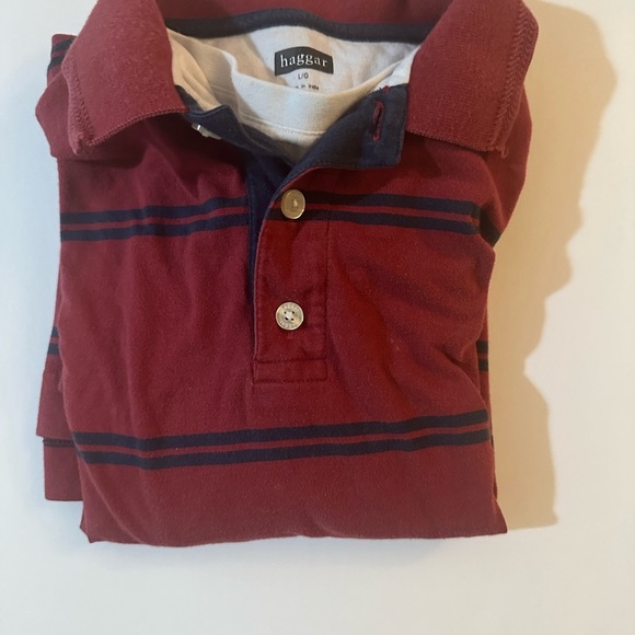 Haggar Red and Black Polo Shirt with Stripes - Picture 3 of 3